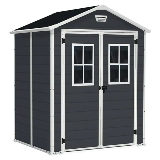 Keter Manor 65 Gartenhaus - 185x152x226cm - Kunststoff - Anthrazit - leicht zu montieren - 10 Jahre Herstellergarantie