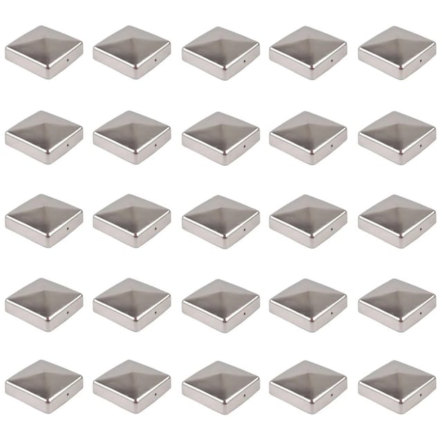 Baumarktplus - 25x Pfostenkappe Edelstahl 71 mm Pyramide Abdeckkappe für Pfosten 7 x 7 cm