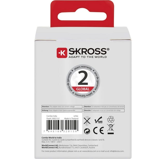 1.500215-E Reiseadapter co w to ind - Skross
