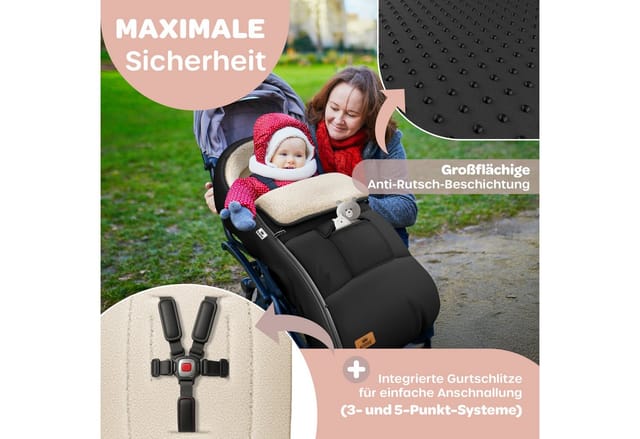 KIDIZ® Babyfußsack Baby Fußsack Winterfußsack Babyschale mit Reißverschluss Kuschelsack Babydecke Kinderwagen waschbar verschließbarer Kopfteil, Tasche, passend für alle Kinderwagen