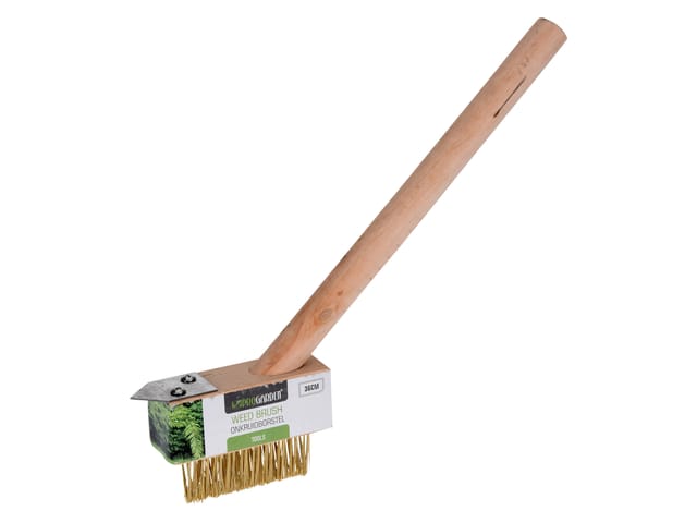Weed brush with scraper for effective weed removal