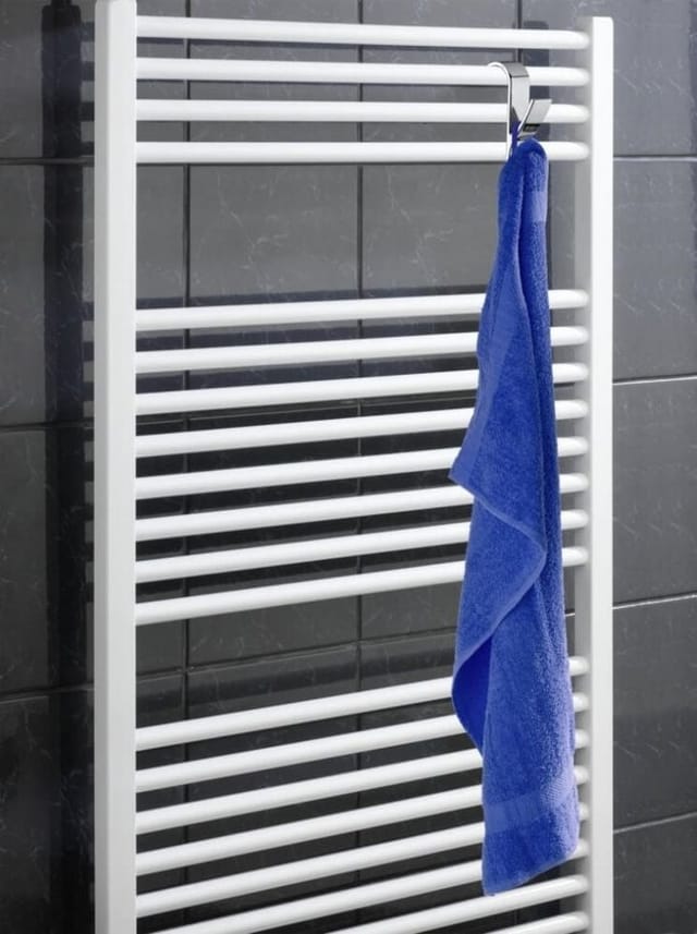 2er Set Haken für Heizkörper Chrom Bad Heizung Handtuch Halter Ordnung wc - silber glänzend - Wenko