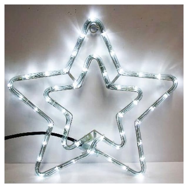 Trade Shop Traesio - Trade Shop - doppelt beleuchteter weihnachtsstern mit 75 leds, weiss, 55 x 55 cm, für den aussenbereich -