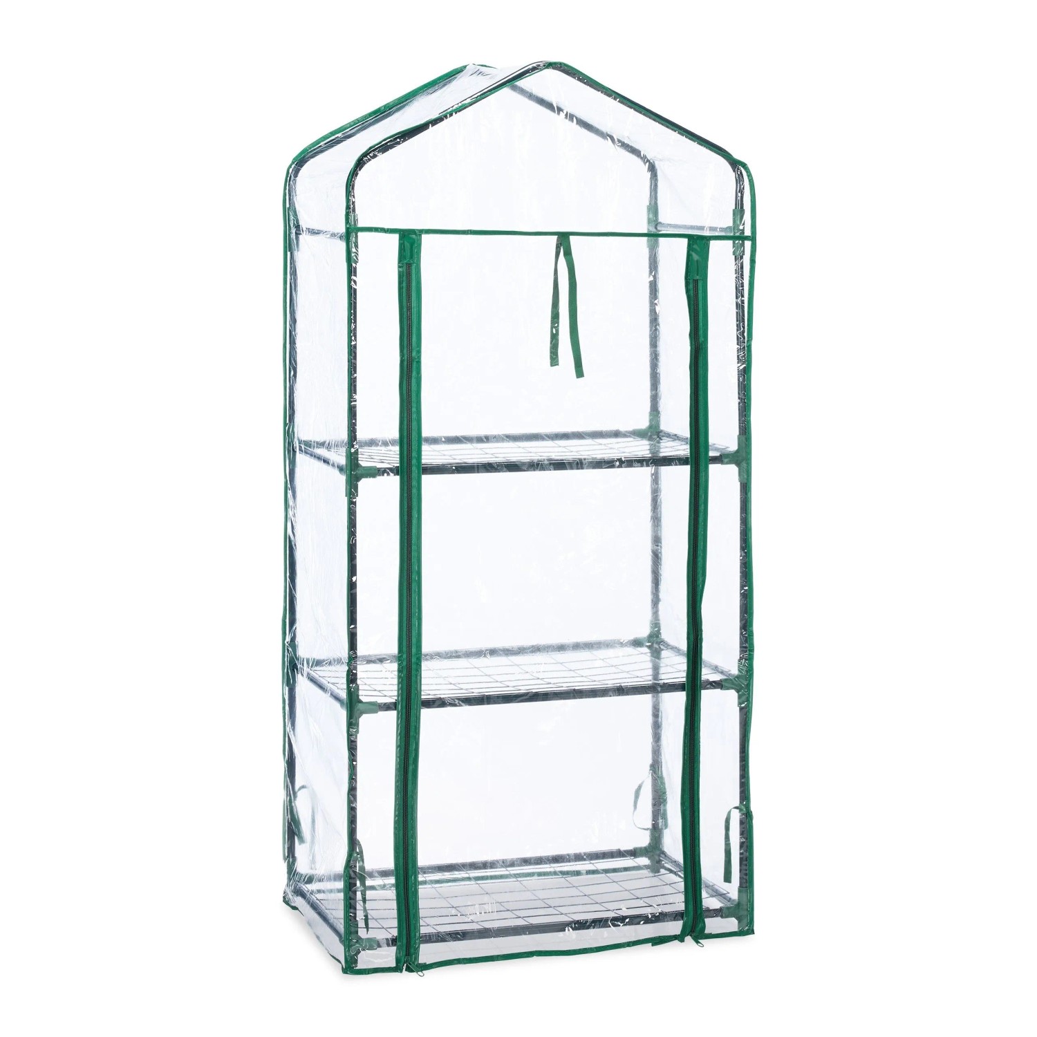 Relaxdays - Gewächshaus Balkon, 3 Ebenen, Anzuchtregal HxBxT: 128 x 60 x 40 cm, pvc Foliengewächshaus, transparent-grün