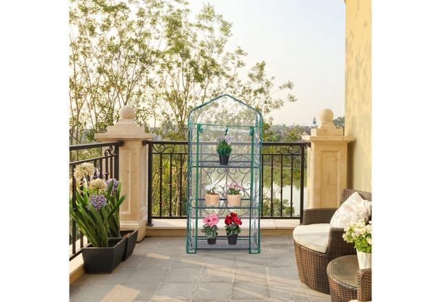 Relaxdays - Gewächshaus Balkon, 3 Ebenen, Anzuchtregal HxBxT: 128 x 60 x 40 cm, pvc Foliengewächshaus, transparent-grün