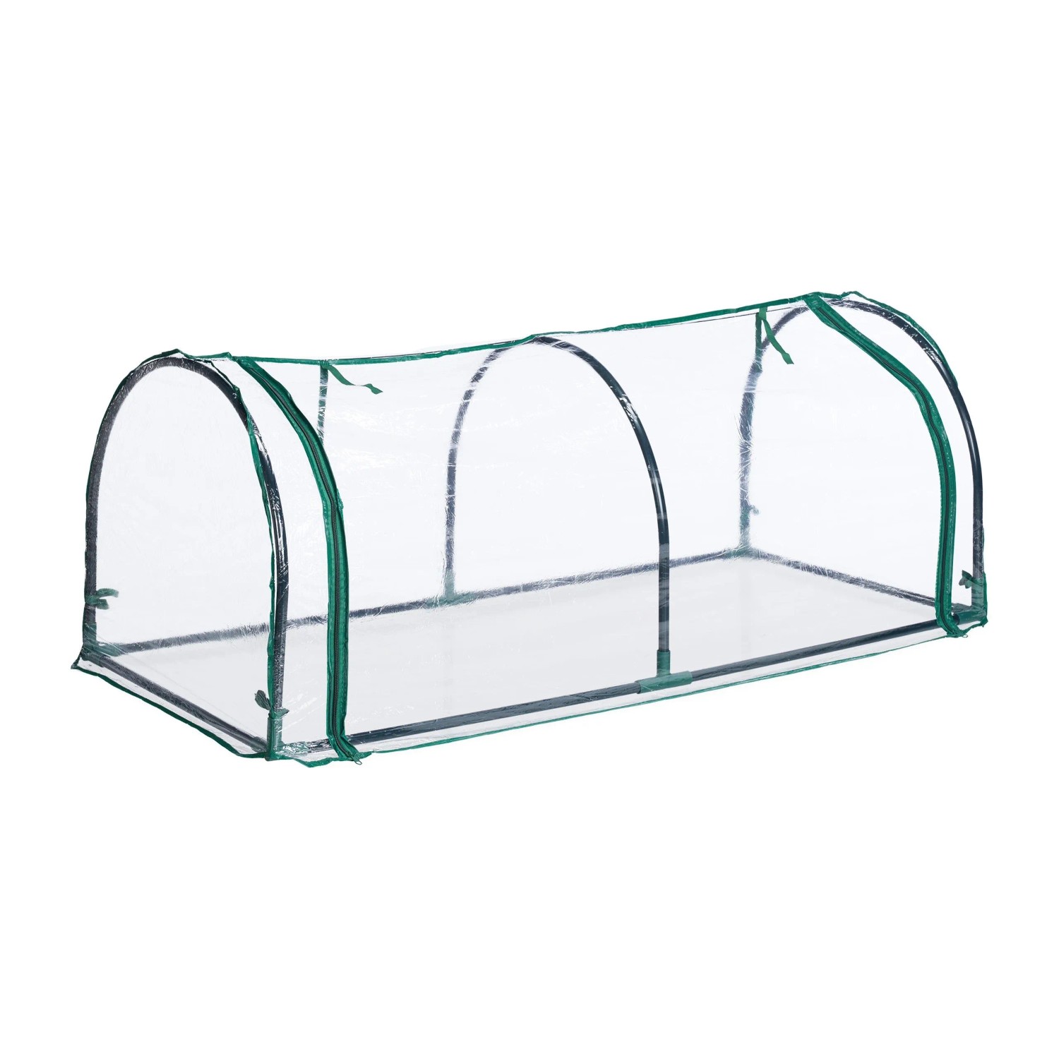 Relaxdays Foliengewächshaus, Stecksystem, aufrollbare Tür, H x B x T: 50 x 130 x 60 cm, Stahl & PVC, transparent, grün