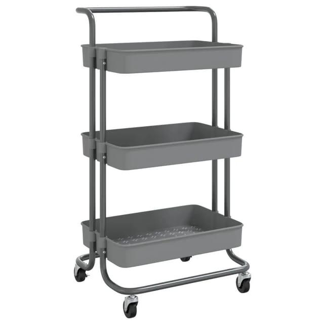 Küchenwagen 3 Etagen Grau 42x35x85 cm Eisen und abs Vidaxl