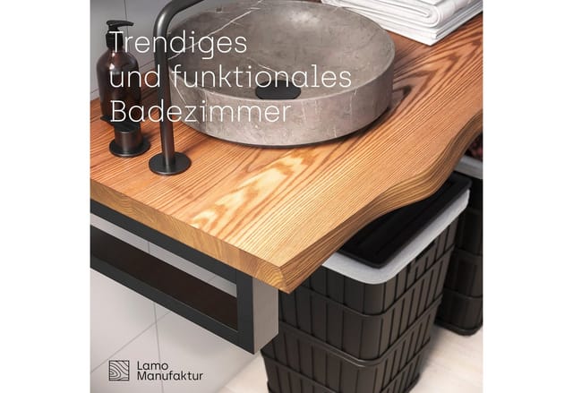 Waschtischplatte, Holzplatte Waschtisch Baumkante, 40x40 cm (AxB), Rustikal, ohne Montageset, LWP-01-A-003-AA - Lamo Manufaktur