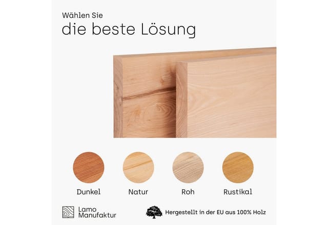 Lamo Manufaktur - Waschtischplatte, Holzplatte Waschtisch, Nachttisch 40x40 cm (AxB), Roh, ohne Montageset, LWPG-01-A-001-AA