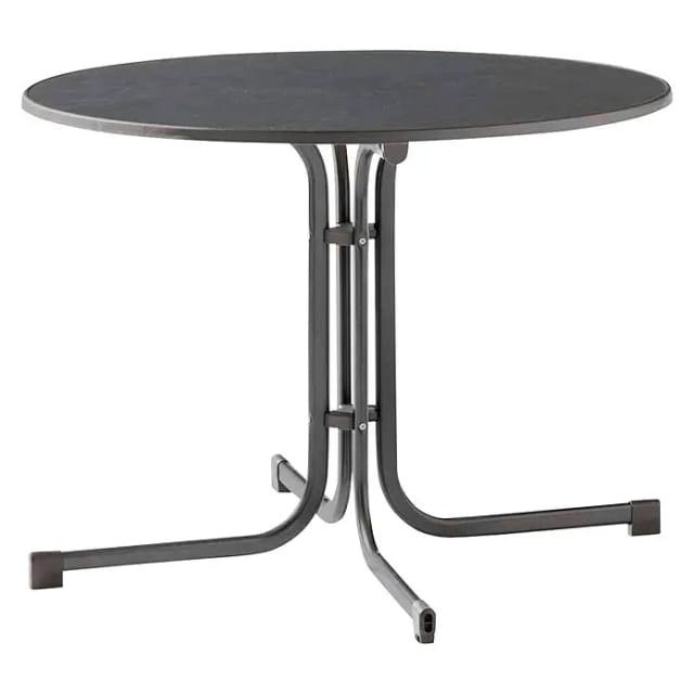Boulevard-Klapptisch, ø 100 cm, eisengrau Gestell aus Stahl in eisengrau, Tischplatte aus Mecalit®-Pro in anthrazit