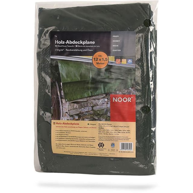 NOOR Holzabdeckplane 210g/m² 6x1,5m grün 040156HOLZGR