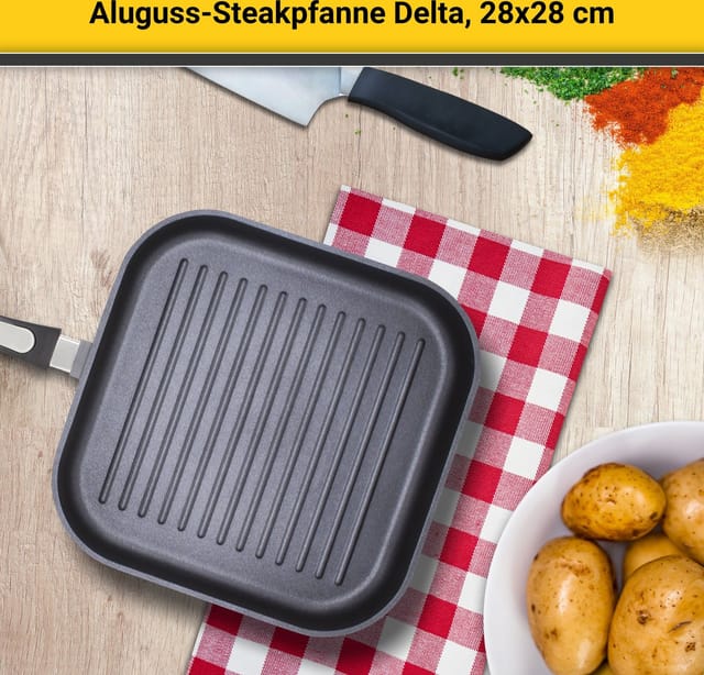Steak-Grillpfanne 'Delta' 28 x 28 cm ohne Deckel, eckig