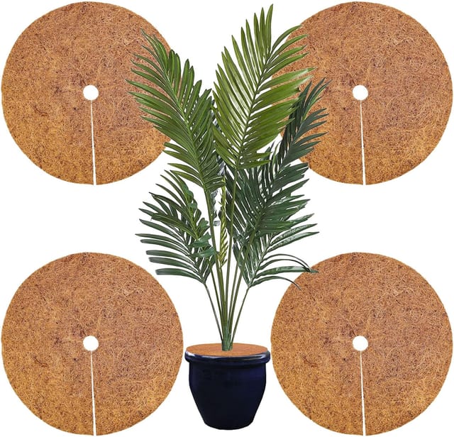 45 Cm Runde Kokosscheibe, 4 Stück, Kokosscheibe Pflanzenschutz, Speichert Wärme, Frostschutz, Reduziert Unkraut, Natürlich Abbaubares Material