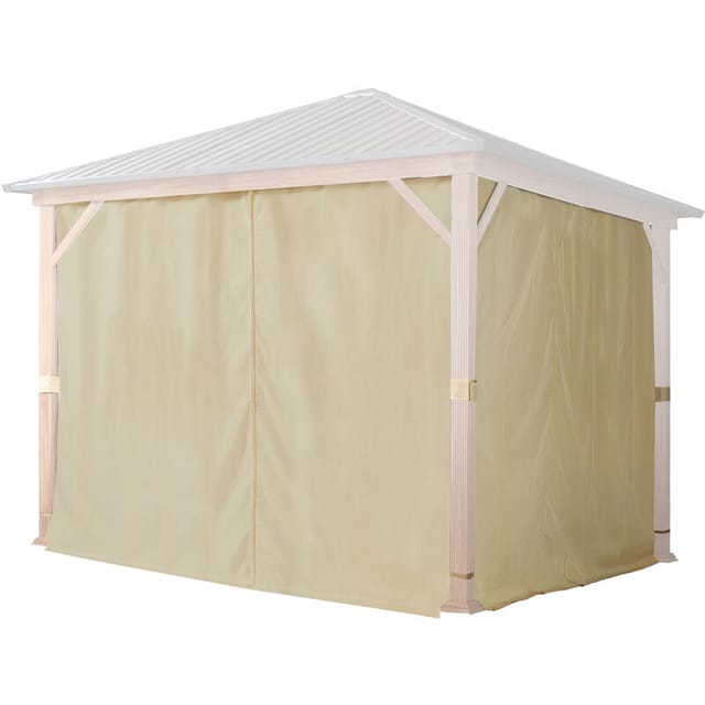 4 Seitenteile für Gartenpavillon Forest Superior 3x3 m - Polyester ca. 180 g/m² - mit Reißverschluss - champagner - Toolport