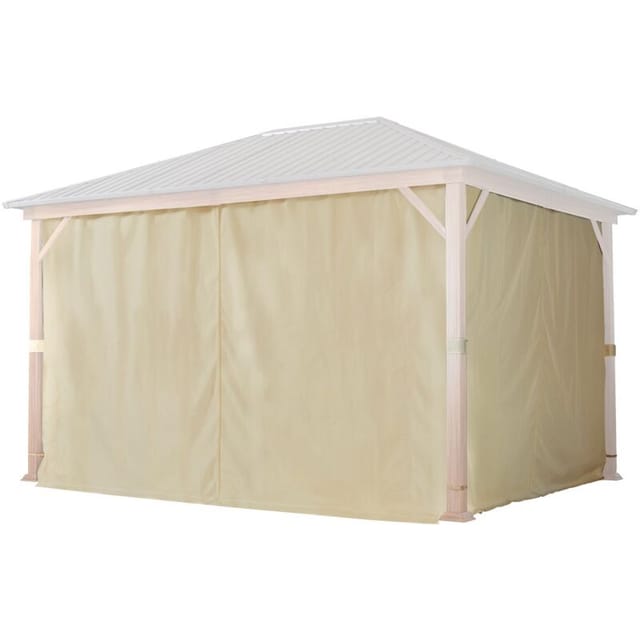 4 Seitenteile für Gartenpavillon Forest Superior 3x4 m - Polyester ca. 180 g/m² - mit Reißverschluss - champagner - Toolport