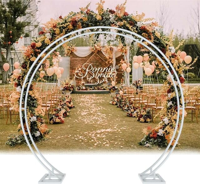 Hochzeit Bogen Tür Hintergrund rund Metall Hochzeitsbogen Ballonbogen Blumenrahmen Dekoration 2.2m