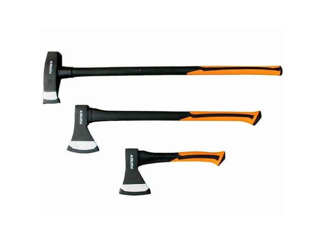 FUXTEC AXT Set, 3 teilig, Beil 600g, Axt 1.000g, Spaltaxt 3.000g - Spalthammer Axtset, Spaltbeil