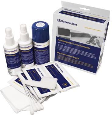 Soennecken - Reinigungsset je 125 ml Telefon- & Oberflächenreiniger, 125 ml Bildschirmreiniger, 10 fusselfreie Reinigungstücher, ein