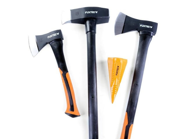 Axt Set, 4 teilig, Beil 900gr, Axt 1.600gr. Spaltaxt 3.900gr, 1,8kg Spaltkeil - Spalthammer Axtset, Spaltbeil - Fuxtec