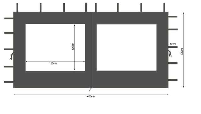 Quick-star - 2 Seitenteile aus Polyester mit klarsicht Fenster 300/400x195cm für Pavillon 3x4m Seitenwand Anthrazit ral 7012 wasserdicht