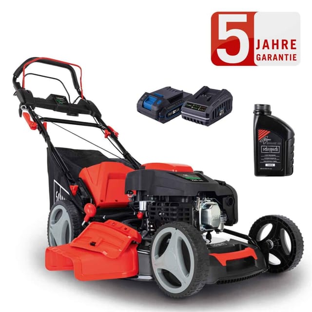 Scheppach - Benzin Rasenmäher MS225-53E 6PS mit Antrieb + E-Start 53cm + Öl