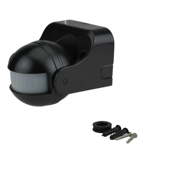 Unitec Bewegungsmelder schwarz für bis zu 1200 Watt, 180 Grad, IP44 Bewegungsmelder