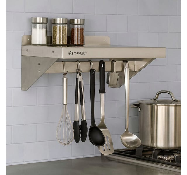 Edelstahl Wandregal, 60 x 30 cm, Küchenregal Hängeregal Wandregal Wandbord Regal - Mahlzeit