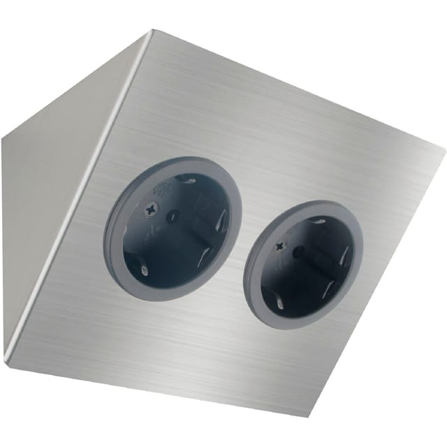 Steckdosenelement 2ST14 2 Schukosteckdosen Edelstahl - Caressi
