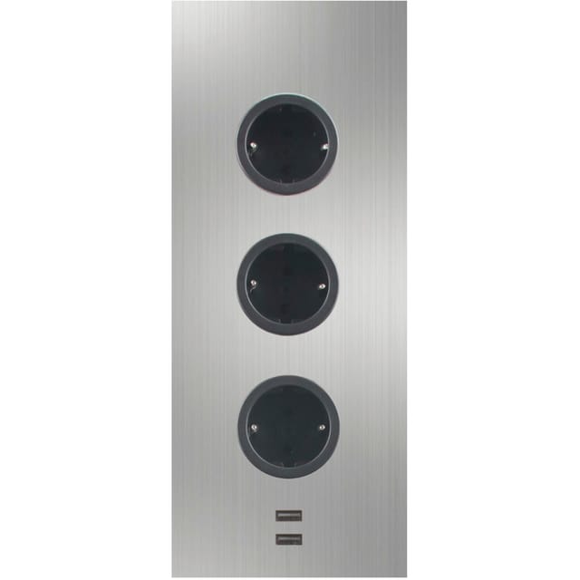 Caressi - Steckdosenelement 3ST29 3 Schukosteckdosen 2 USB-Charger Edelstahl