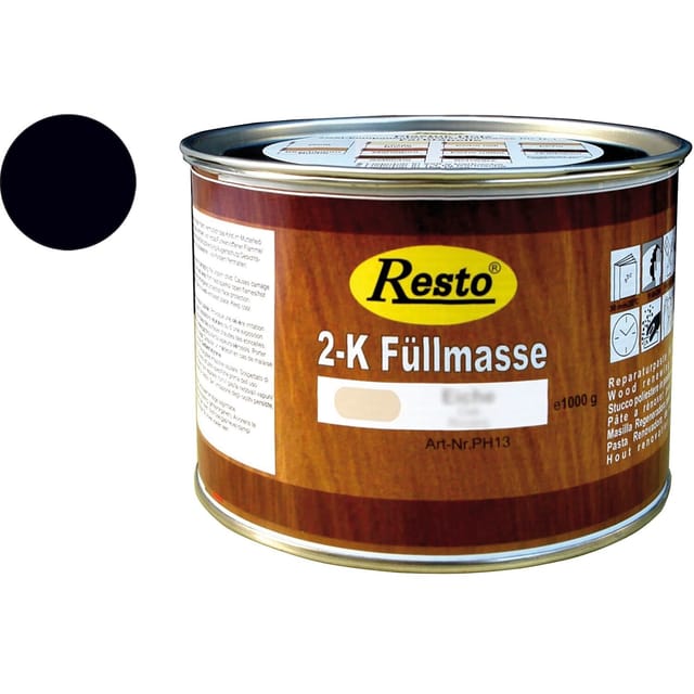 2K Füllmasse inkl. Härter Holz-Spachtelmasse lackierbar 500 g schwarz - Resto