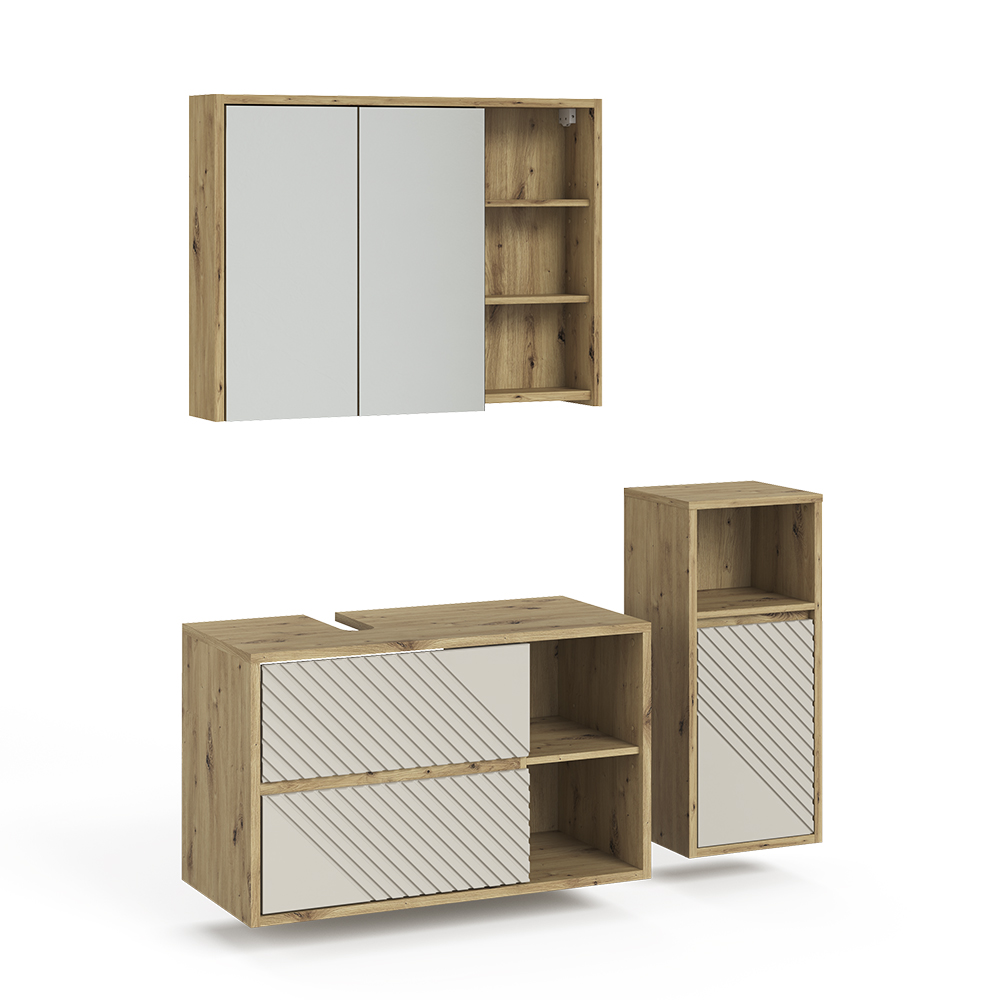 Badmöbel-set Viola, Artisan-eiche, 3-teilig, Vicco