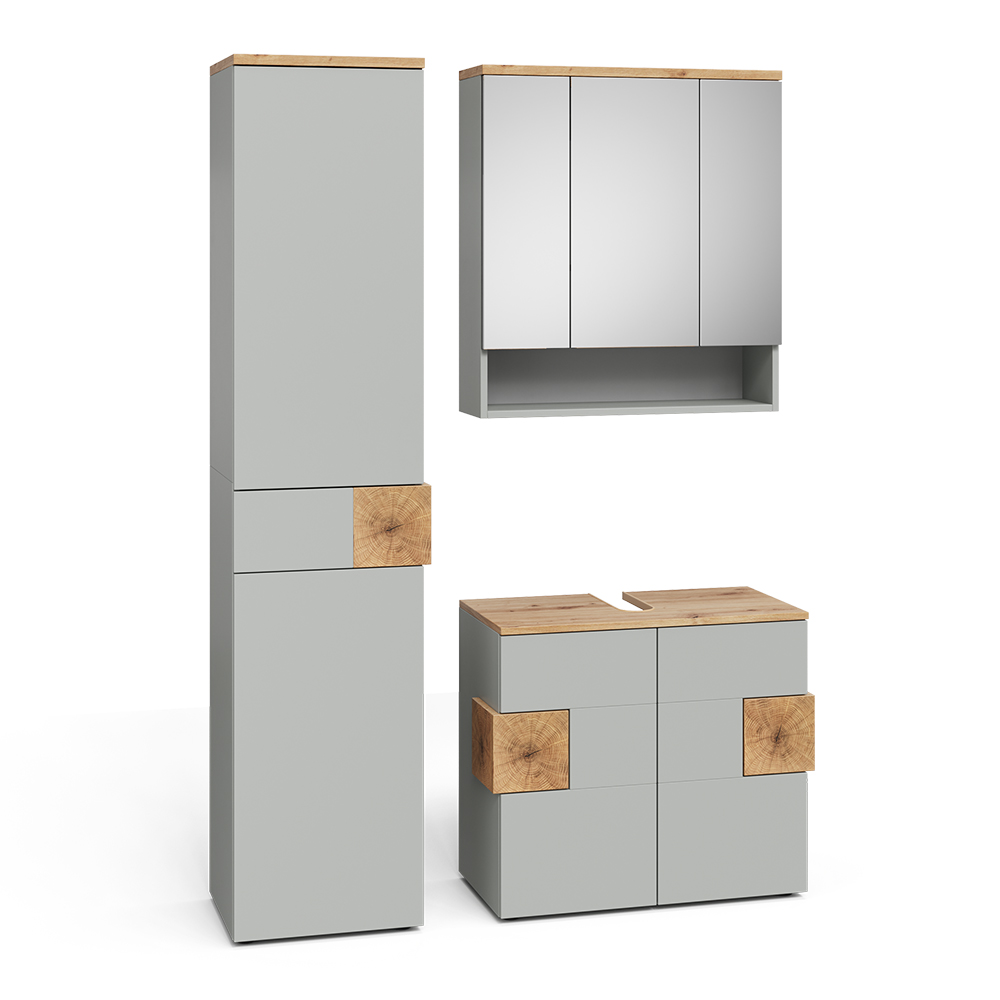 Badmöbel-set Eden, Grau, 3-teilig, Vicco