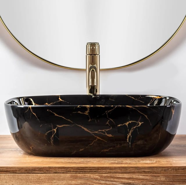 REA - aufsatzwaschbecken belinda schwarz marble shiny