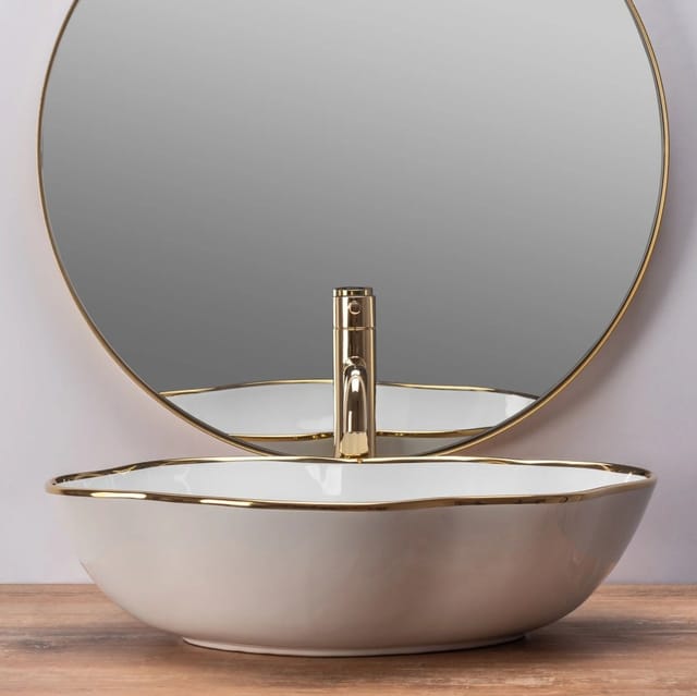 REA - aufsatzwaschbecken pearl gold edge