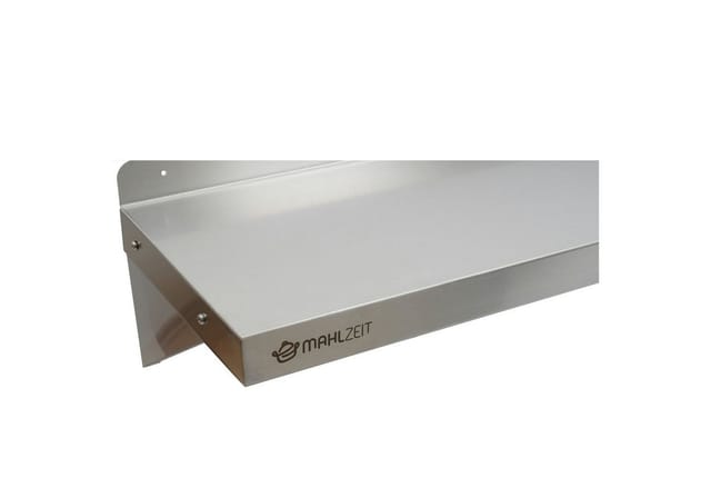 Mahlzeit Edelstahl Wandregal, 60 x 35 cm, 2 Ablagen, Küchenregal Hängeregal Wandregal Wandbord