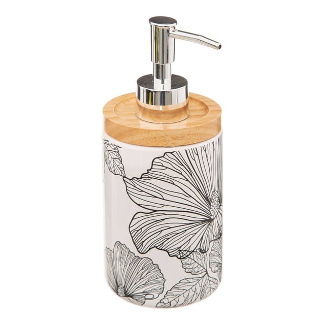 Seifenspender 400ml blackflora schwarz und weiß - 5five