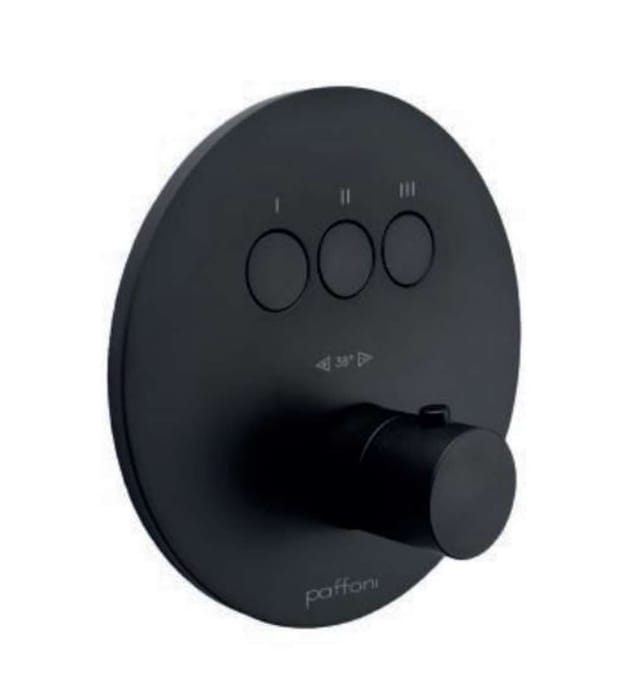 Compact Box - Unterputz-Thermostat-Armatur, für 3 Verbrauchsgeräte, Schwarz matt CPT019NO - Paffoni