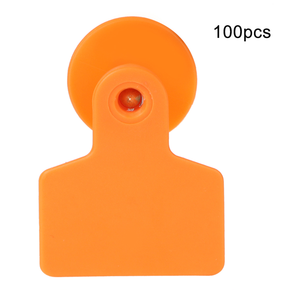 Packung Mit 100 Ohrmarken – Orange – Schwein / Rind / Schaf – 48 X 40 Mm