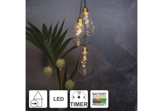 LED Hängeleuchte ,Glow', Batterien und Timer, Leuchtdraht, klar, 13cm