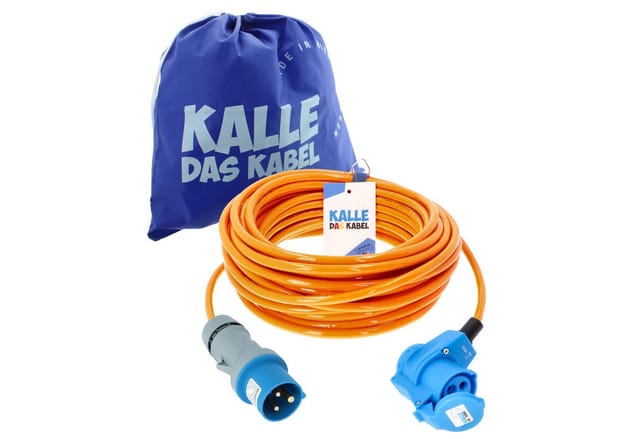 Kalle Das Kabel - Kalle Verlängerungskabel cee 230V 16A 2,5mm² Winkel Extreme Signal Orange IP44 25 Meter