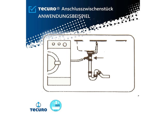 Tecuro - Anschlusszwischenstück - Höhenausgleich für Spülensiphon Geruchsverschlüsse