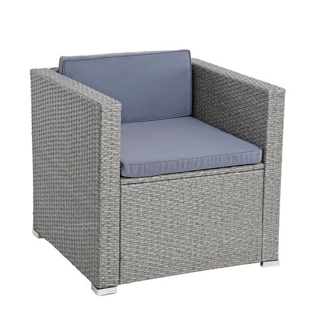 Estexo - Polyrattan Loungesessel Gartensessel Rattan Sessel Gartenstuhl Stuhl Grau-Mix