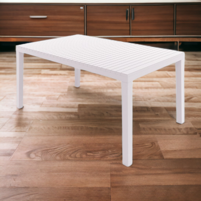 Salone Srl - Rechteckiger Outdoor -Tabelle 150x90 cm mit Harzstruktur und Palau -Schadeneffektebene