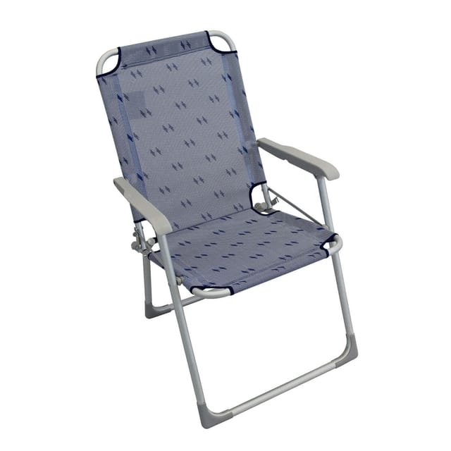 Klappsessel blau mit aluminiumdekoration mod. relax plus
