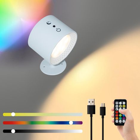 Kabellose Led-wandleuchte, Berührungsempfindlich Mit Fernbedienung, Dimmbar, 360° Drehbar, Ideal Als Nachttischlampe – Wiederaufladbar