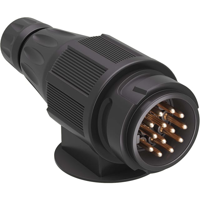 Wiltec - Anhänger Stecker 13-polig 12V, Nylon Adapter für pkw Anhänger, Anhängerkupplung Steckanschluss, Anhängersteckdose