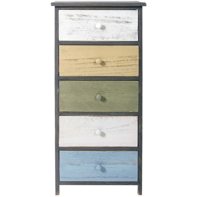 Mobili Rebecca - Rebecca Mobili Schubladenschrank Kommode 5 Schubladen Holz Grau 87x40x29