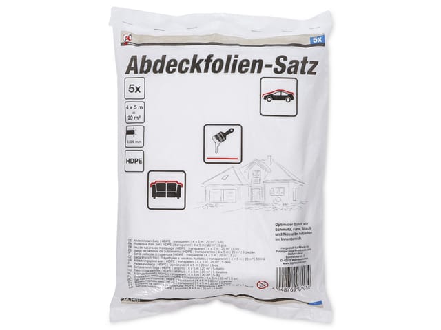 Abdeckfolien-Satz hdpe transparent 4 x 5 m 20 m² 5-tlg.