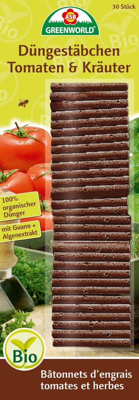 Asb Greenworld - Bio Tomaten- und Kräuter Düngestäbchen 30 Stück Dünger Stäbchen