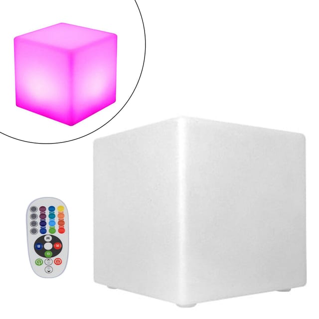 Sitzwürfel Würfelhocker Leuchtwürfel Hocker Beistelltisch mit Fernbedienung 16 RGB Farbe Buntes Hocker 36W Wasserdicht